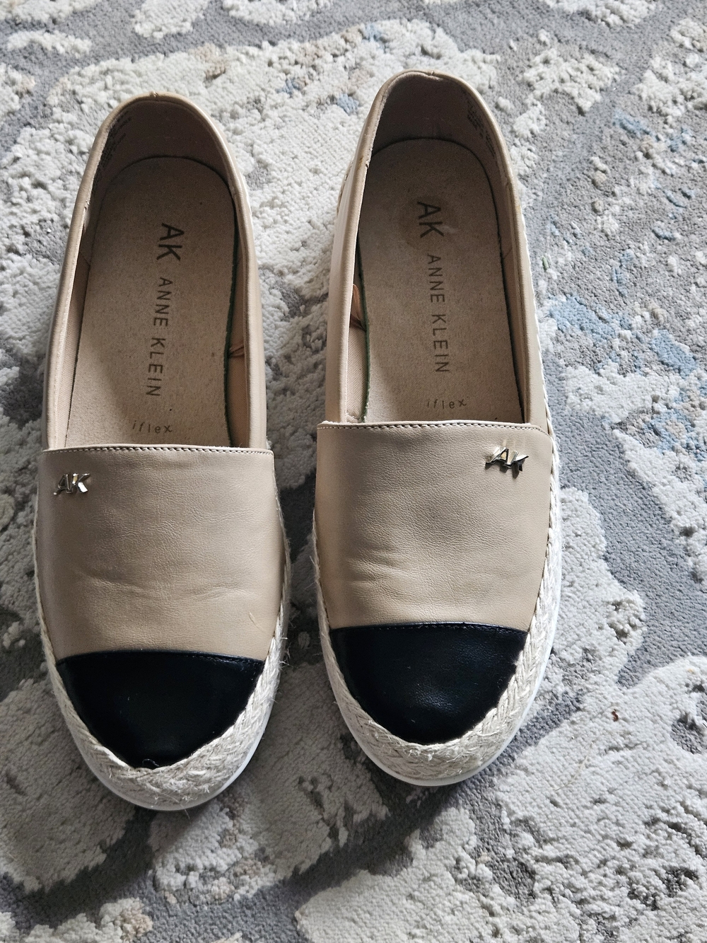 Anne Klein Women's Beige amd Black Espadrilles Loafers